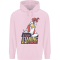 Stop Staring at My Cock Funny Rude Mens 80% Cotton Hoodie Light Pink