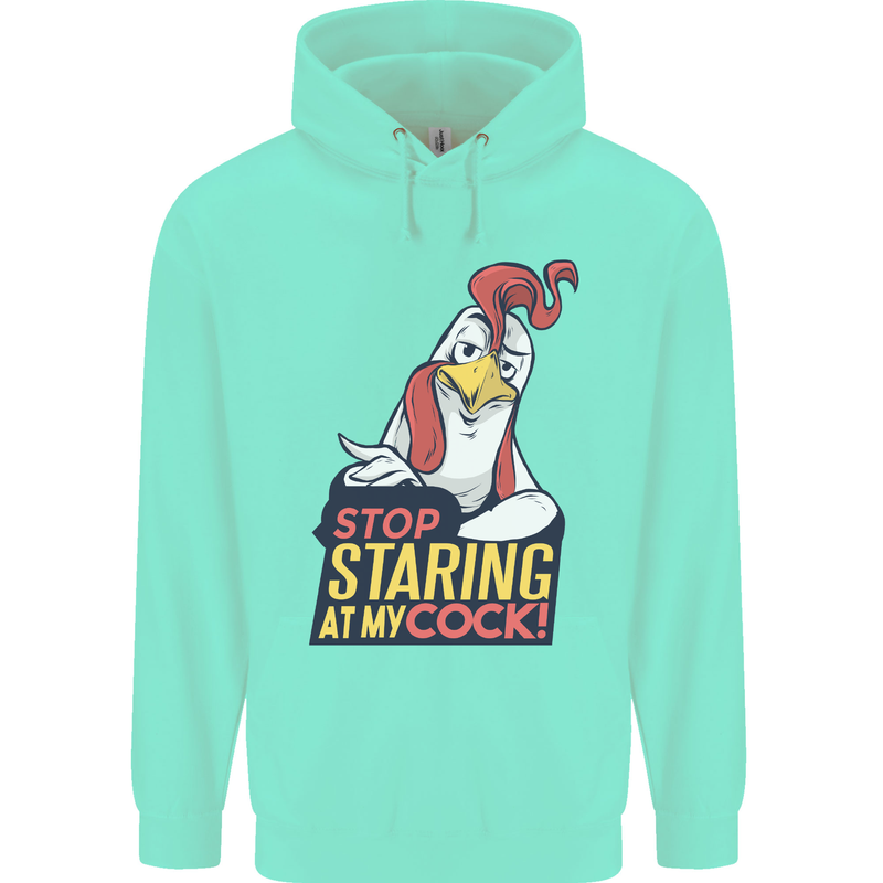 Stop Staring at My Cock Funny Rude Mens 80% Cotton Hoodie Peppermint