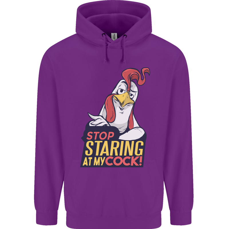 Stop Staring at My Cock Funny Rude Mens 80% Cotton Hoodie Purple