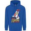 Stop Staring at My Cock Funny Rude Mens 80% Cotton Hoodie Royal Blue