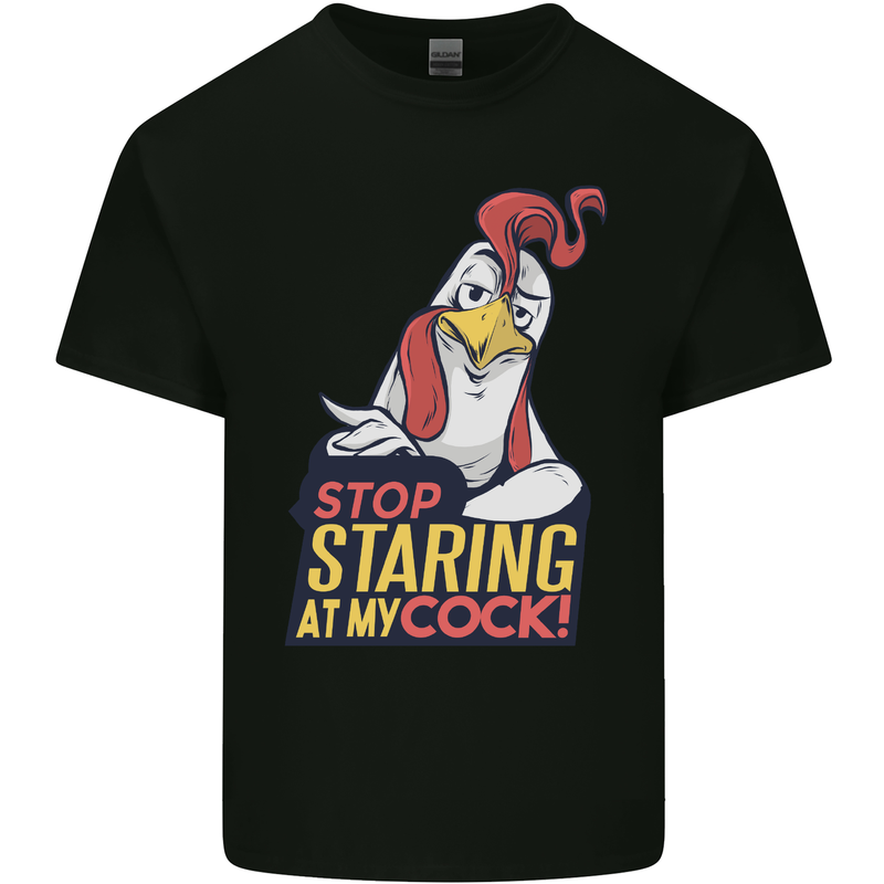Stop Staring at My Cock Funny Rude Mens Cotton T-Shirt Tee Top Black