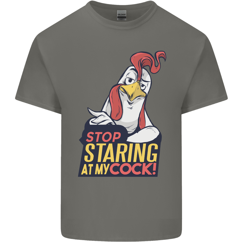Stop Staring at My Cock Funny Rude Mens Cotton T-Shirt Tee Top Charcoal