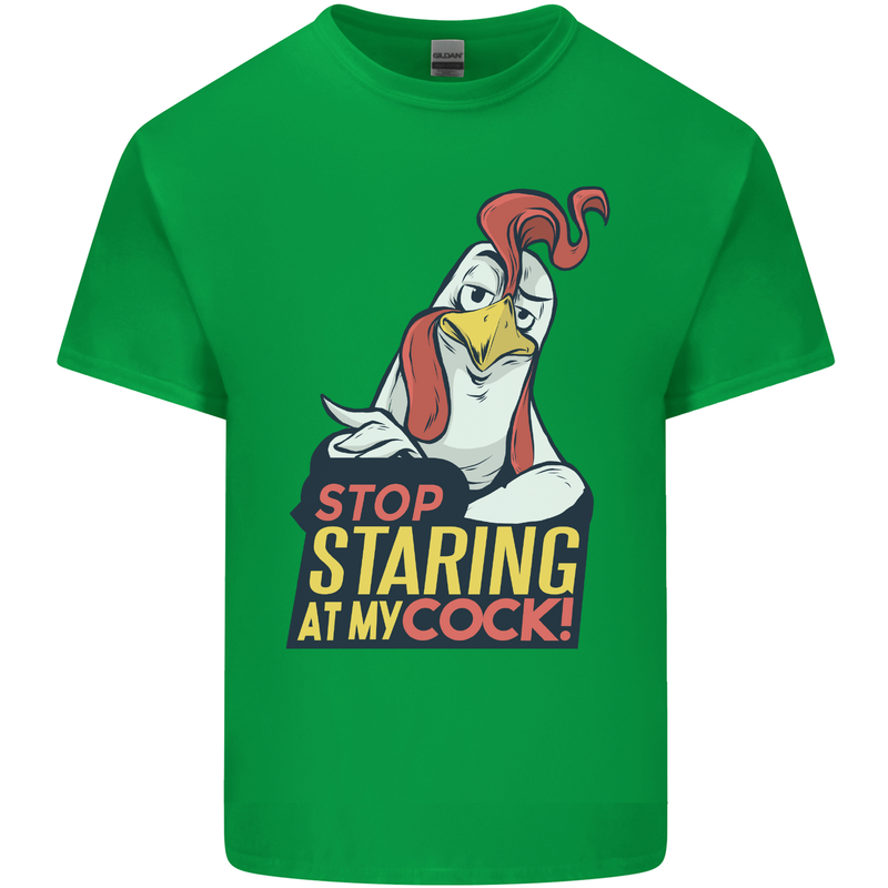 Stop Staring at My Cock Funny Rude Mens Cotton T-Shirt Tee Top Irish Green