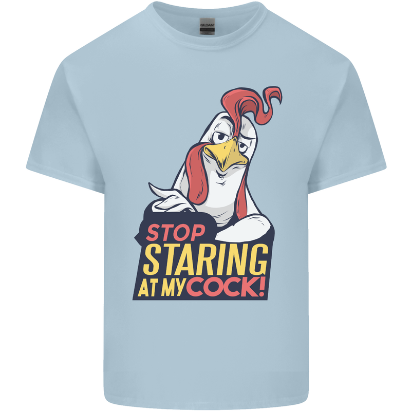 Stop Staring at My Cock Funny Rude Mens Cotton T-Shirt Tee Top Light Blue