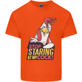 Stop Staring at My Cock Funny Rude Mens Cotton T-Shirt Tee Top Orange