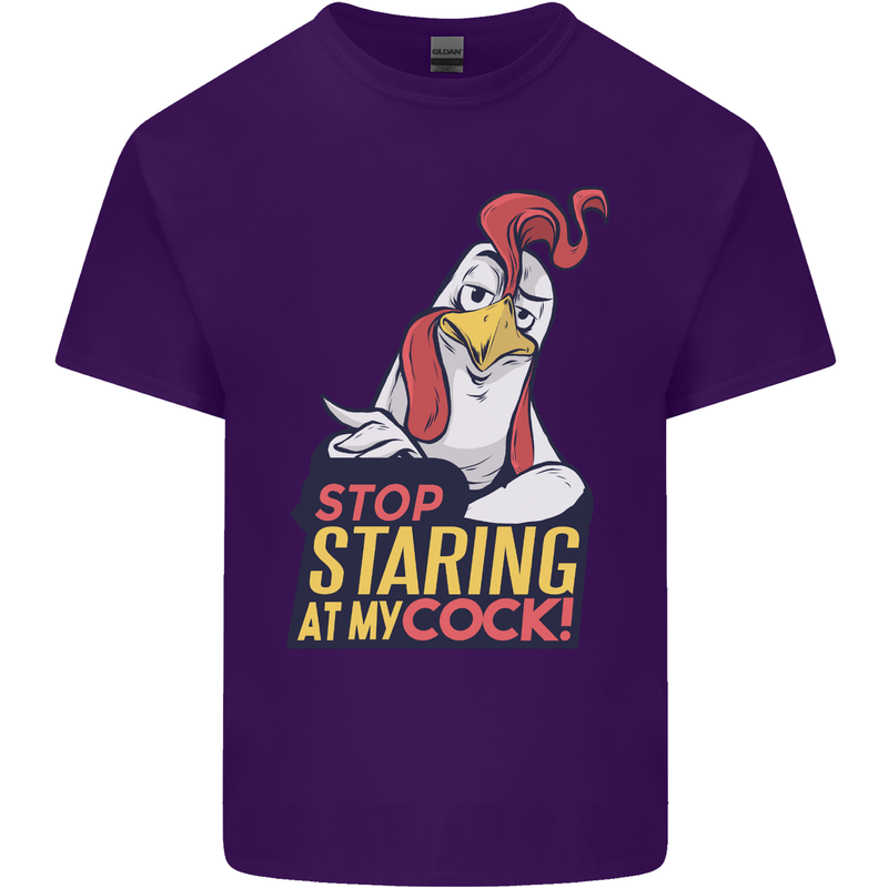 Stop Staring at My Cock Funny Rude Mens Cotton T-Shirt Tee Top Purple