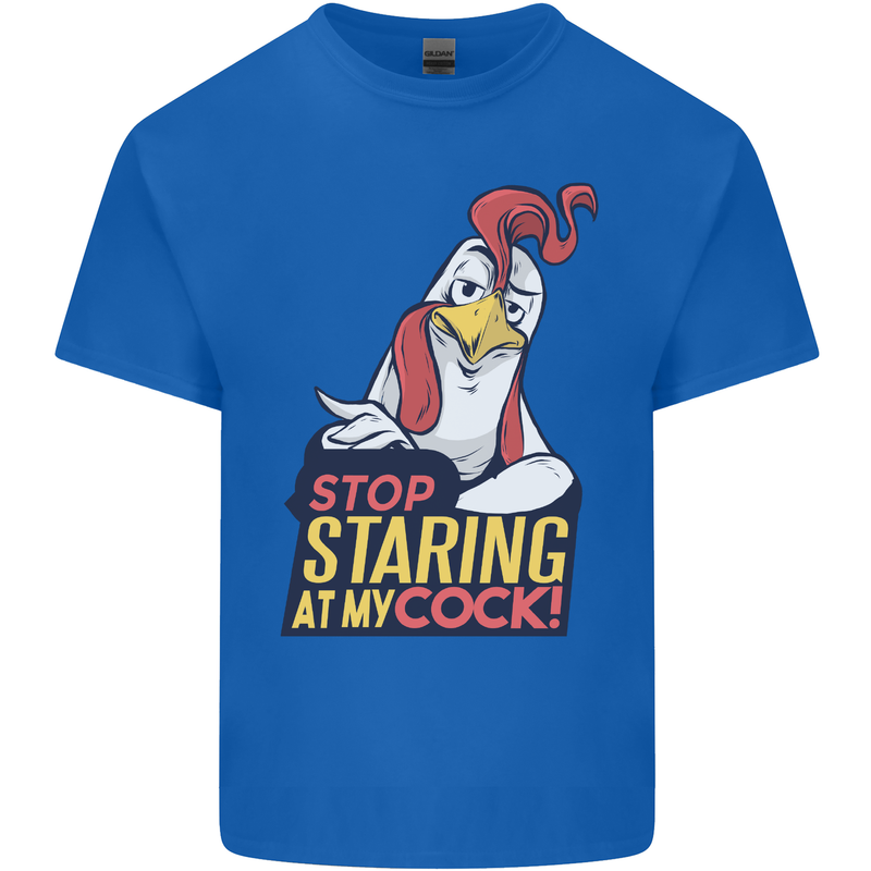 Stop Staring at My Cock Funny Rude Mens Cotton T-Shirt Tee Top Royal Blue