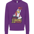 Stop Staring at My Cock Funny Rude Mens Sweatshirt Jumper Purple