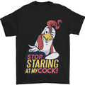 Stop Staring at My Cock Funny Rude Mens T-Shirt Cotton Gildan Black