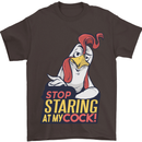 Stop Staring at My Cock Funny Rude Mens T-Shirt Cotton Gildan Dark Chocolate