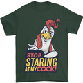 Stop Staring at My Cock Funny Rude Mens T-Shirt Cotton Gildan Forest Green