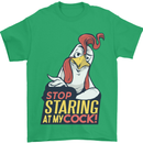 Stop Staring at My Cock Funny Rude Mens T-Shirt Cotton Gildan Irish Green