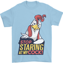 Stop Staring at My Cock Funny Rude Mens T-Shirt Cotton Gildan Light Blue
