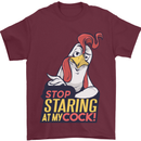 Stop Staring at My Cock Funny Rude Mens T-Shirt Cotton Gildan Maroon
