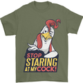 Stop Staring at My Cock Funny Rude Mens T-Shirt Cotton Gildan Military Green