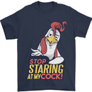 Stop Staring at My Cock Funny Rude Mens T-Shirt Cotton Gildan Navy Blue