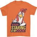 Stop Staring at My Cock Funny Rude Mens T-Shirt Cotton Gildan Orange