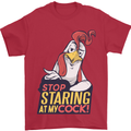 Stop Staring at My Cock Funny Rude Mens T-Shirt Cotton Gildan Red