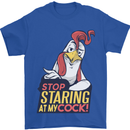 Stop Staring at My Cock Funny Rude Mens T-Shirt Cotton Gildan Royal Blue