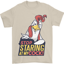 Stop Staring at My Cock Funny Rude Mens T-Shirt Cotton Gildan Sand