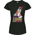 Stop Staring at My Cock Funny Rude Womens Petite Cut T-Shirt Black