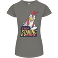 Stop Staring at My Cock Funny Rude Womens Petite Cut T-Shirt Charcoal