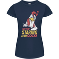 Stop Staring at My Cock Funny Rude Womens Petite Cut T-Shirt Navy Blue