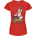 Stop Staring at My Cock Funny Rude Womens Petite Cut T-Shirt Red