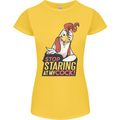 Stop Staring at My Cock Funny Rude Womens Petite Cut T-Shirt Yellow