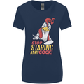Stop Staring at My Cock Funny Rude Womens Wider Cut T-Shirt Navy Blue