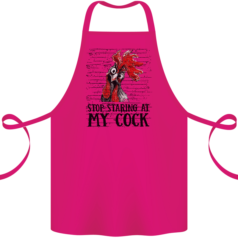Stop Starring at My Cock Funny Rude Cotton Apron 100% Organic Pink