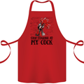 Stop Starring at My Cock Funny Rude Cotton Apron 100% Organic Red