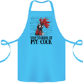 Stop Starring at My Cock Funny Rude Cotton Apron 100% Organic Turquoise