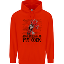 Stop Starring at My Cock Funny Rude Mens 80% Cotton Hoodie Bright Red