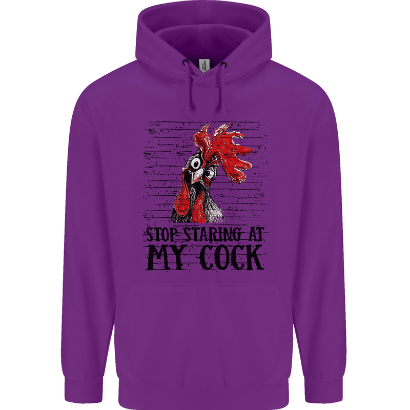 Stop Starring at My Cock Funny Rude Mens 80% Cotton Hoodie Purple