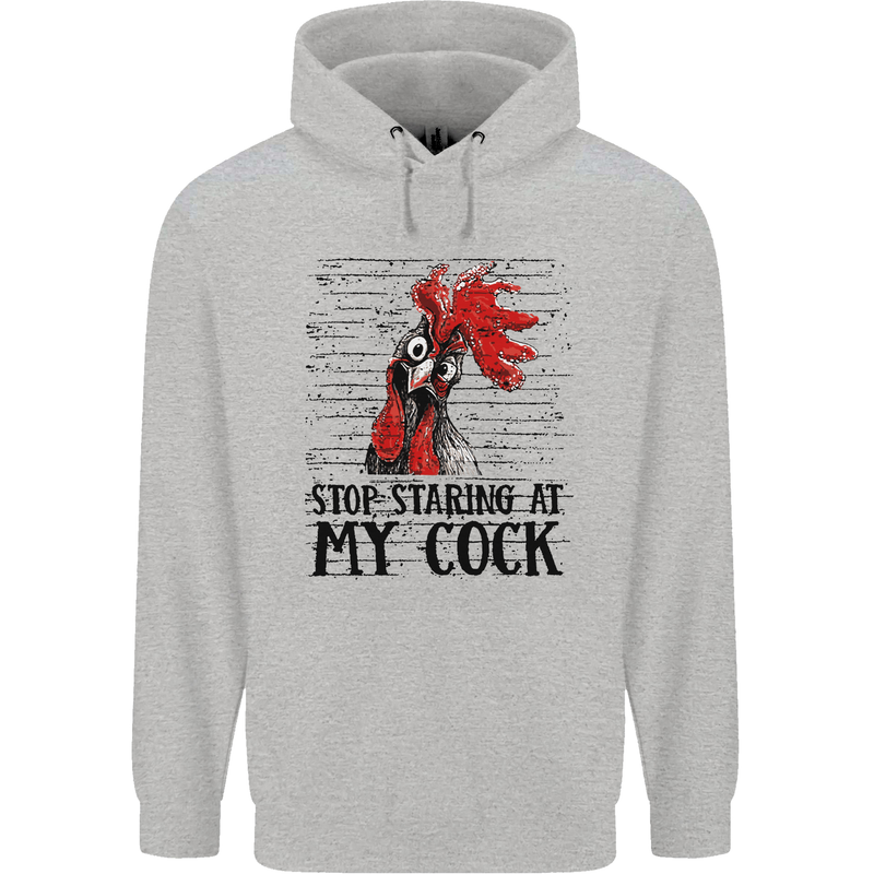 Stop Starring at My Cock Funny Rude Mens 80% Cotton Hoodie Sports Grey