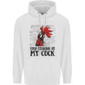 Stop Starring at My Cock Funny Rude Mens 80% Cotton Hoodie White
