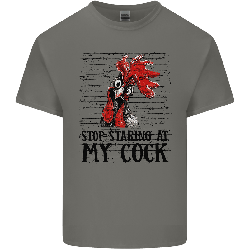 Stop Starring at My Cock Funny Rude Mens Cotton T-Shirt Tee Top Charcoal
