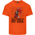 Stop Starring at My Cock Funny Rude Mens Cotton T-Shirt Tee Top Orange