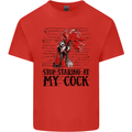 Stop Starring at My Cock Funny Rude Mens Cotton T-Shirt Tee Top Red