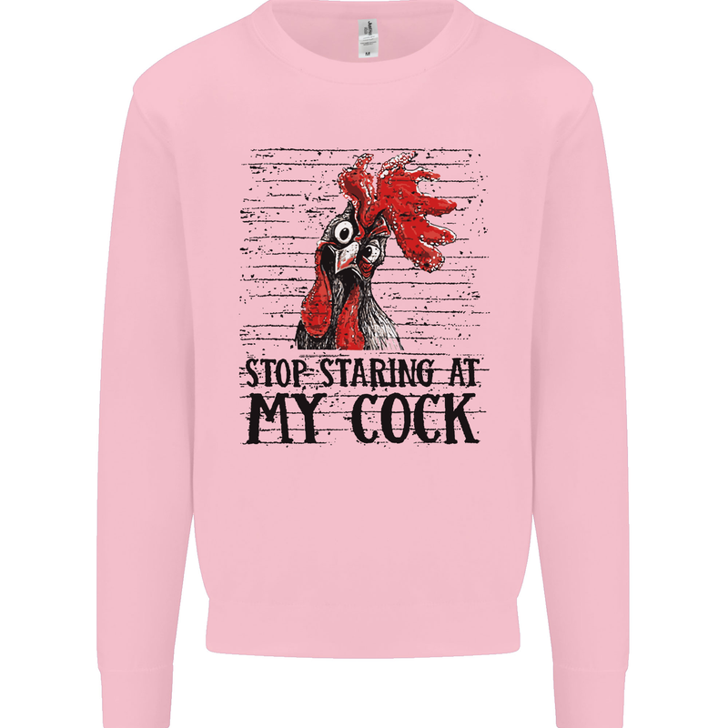 Stop Starring at My Cock Funny Rude Mens Sweatshirt Jumper Light Pink