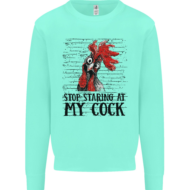 Stop Starring at My Cock Funny Rude Mens Sweatshirt Jumper Peppermint