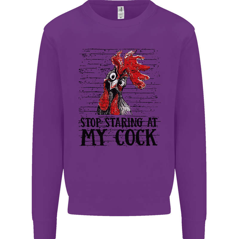 Stop Starring at My Cock Funny Rude Mens Sweatshirt Jumper Purple