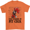 Stop Starring at My Cock Funny Rude Mens T-Shirt Cotton Gildan Orange