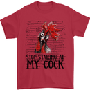 Stop Starring at My Cock Funny Rude Mens T-Shirt Cotton Gildan Red