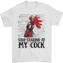 Stop Starring at My Cock Funny Rude Mens T-Shirt Cotton Gildan White