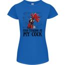 Stop Starring at My Cock Funny Rude Womens Petite Cut T-Shirt Royal Blue