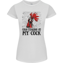 Stop Starring at My Cock Funny Rude Womens Petite Cut T-Shirt White
