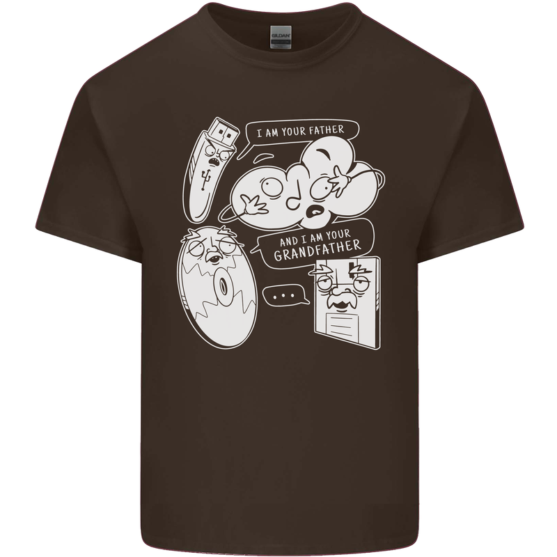 Storage Evolution HD Drive USB Stick CD Mens Cotton T-Shirt Tee Top Dark Chocolate