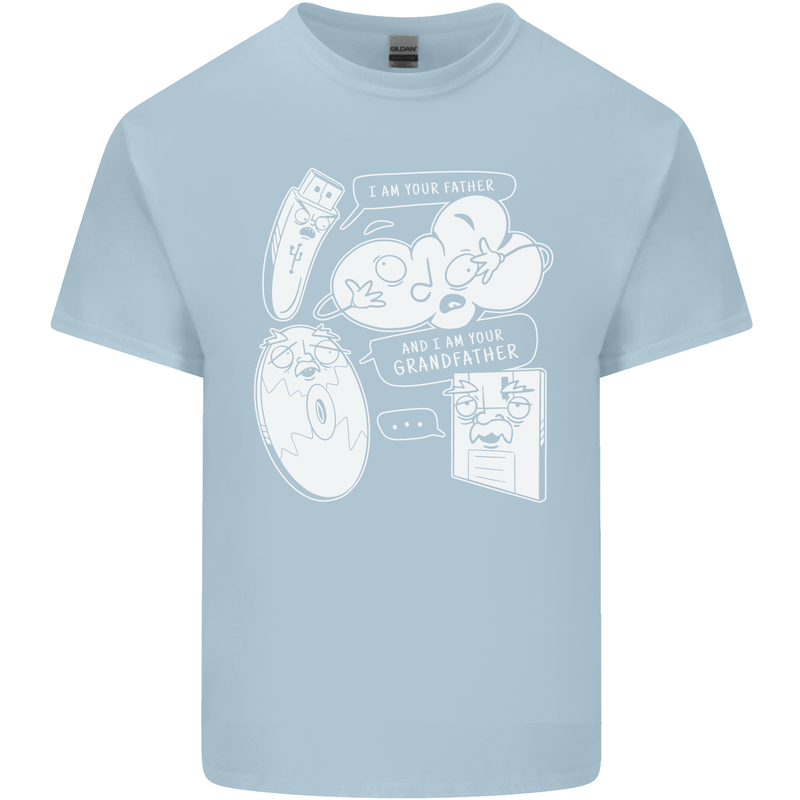 Storage Evolution HD Drive USB Stick CD Mens Cotton T-Shirt Tee Top Light Blue